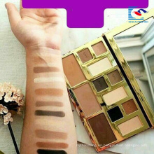 Paleta de sombras de ojos cosmética del oro modificado para requisitos particulares de la cartulina con el cepillo del espejo